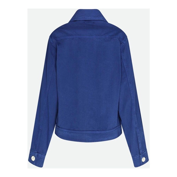 Blue Ruched Jacket with Button Closure
