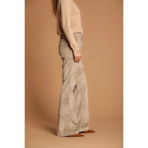 Velvet Crocodile Print Flare Chino Pants