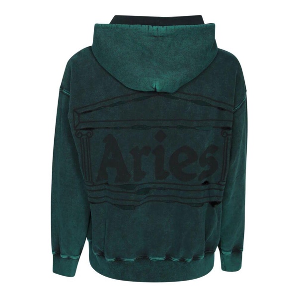 Distressed Green Hoodie with Logo Print
