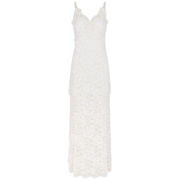 Ivory White V-Neck Long Dress