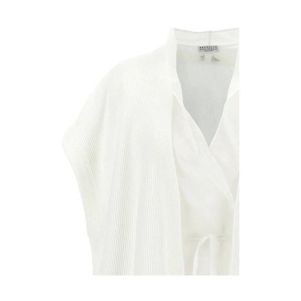 White Draped Sleeve Sweater