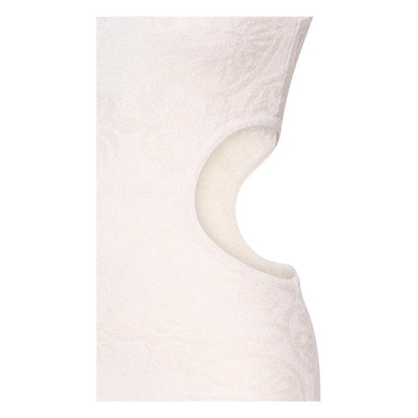 Elegant Long Cream Dress with Cut-out