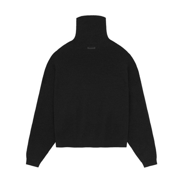 Black Waffle Turtleneck Sweater