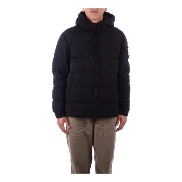 Hooded Black Coat with Zipper Pockets