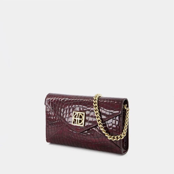 Burgundy Leather Small Clutch Shoulder Bag