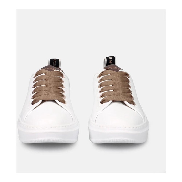 Wembley White Leather Sneakers with Rhinestones