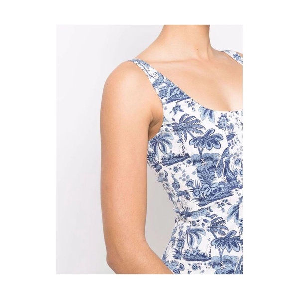 Botanical Print Square Neck Dress