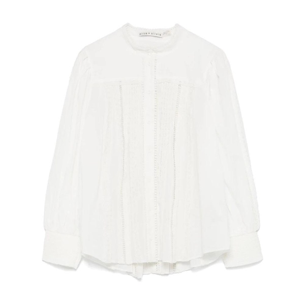 White Button-Up Band Collar Shirt