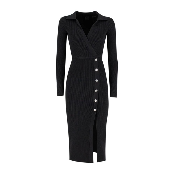 Ribbed Longuette Dress with V-Neckline