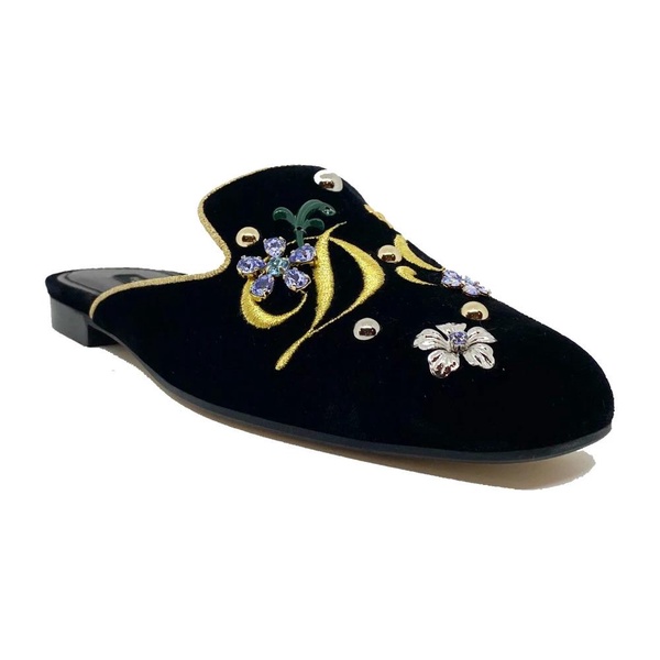Black Velvet Mules for Women