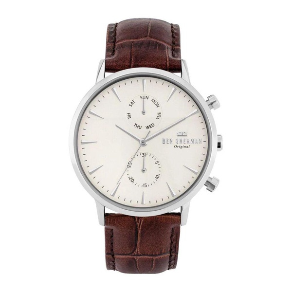 Stainless Steel Leather Strap Watch