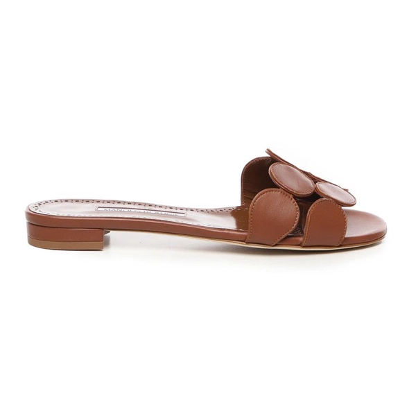 Brown Geometric Strap Flat Sandals