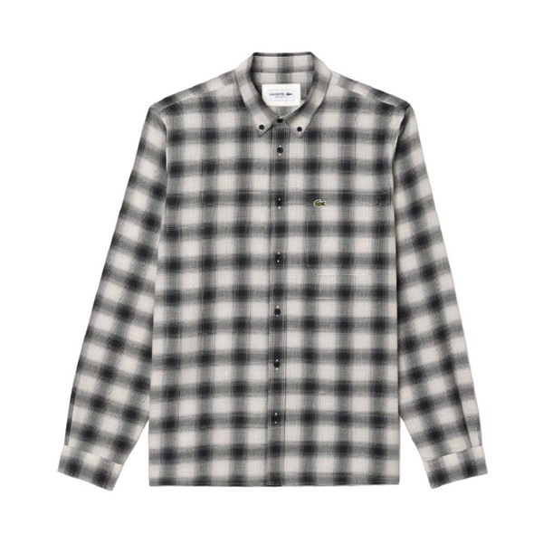 Cotton/Wool Blend Checked Flannel Shirt