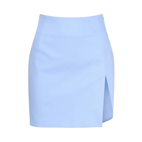 Blue Cotton Skirt with High Waist