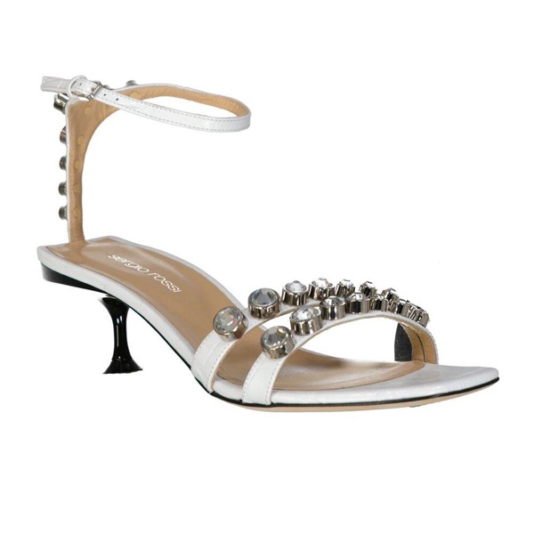 Crystal White Leather Sandals