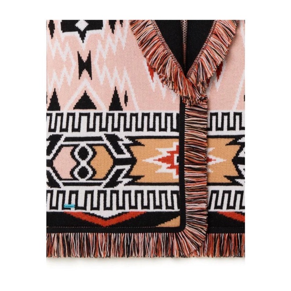 Pink V-Neck Fringed Sweater