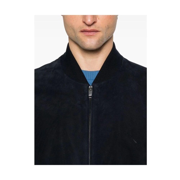 Navy Blue Zip-Front Outerwear