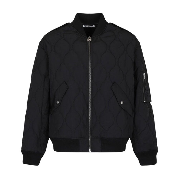 Quilted Bomber Jacket with Applique Logo