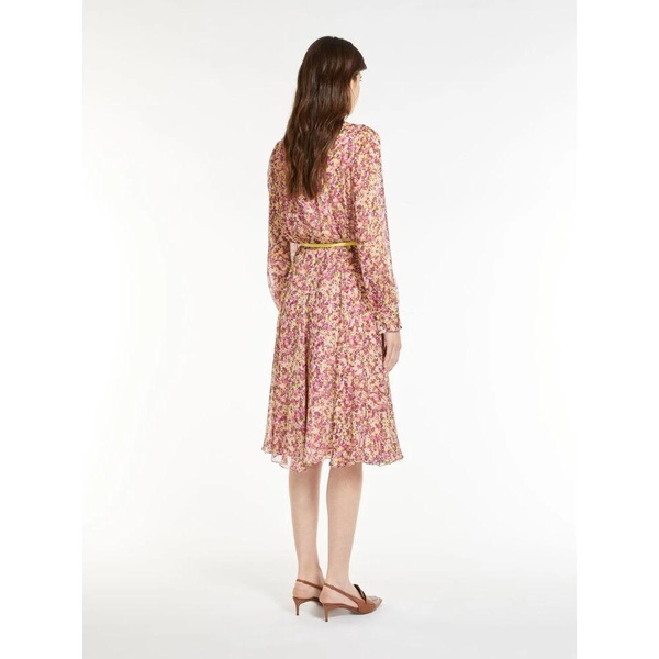 Floral Print Silk Chiffon Midi Dress