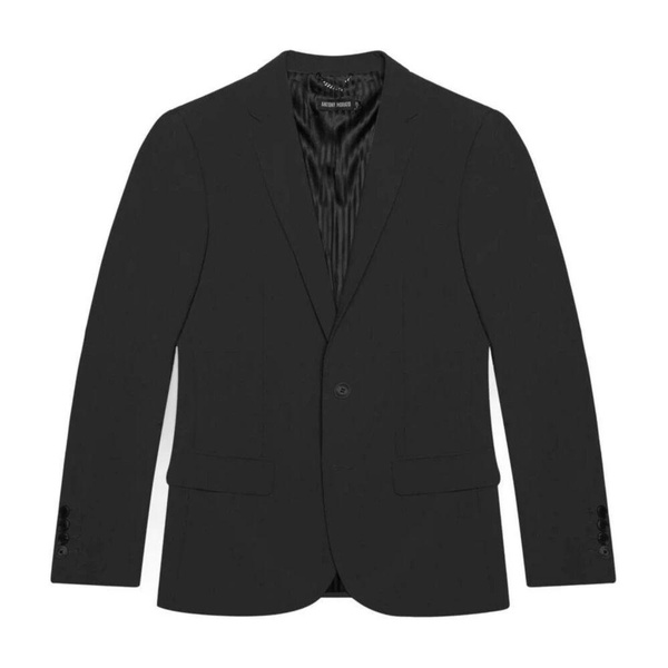 Black Button-Front Lapel Blazer