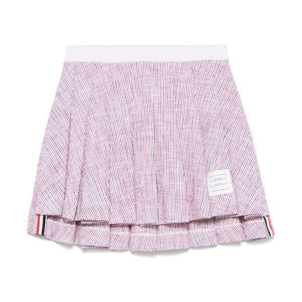 Striped A-Line Pleated Skirt