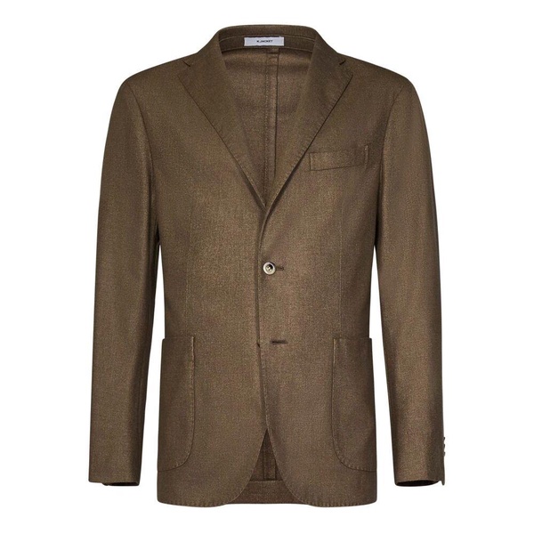 Brown Wool Blend Single-Breasted Blazer