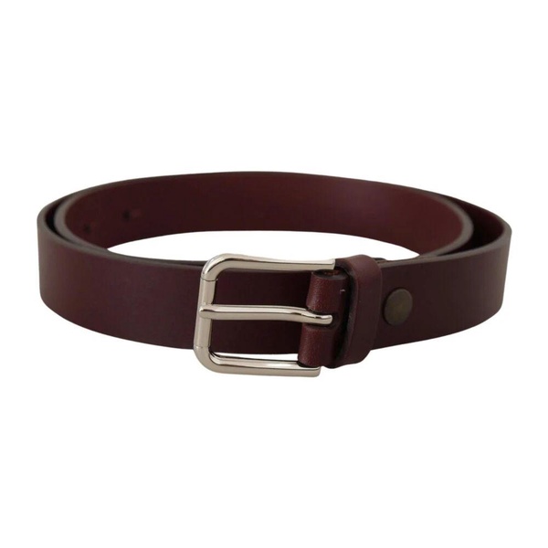 Maroon Leather Belt with Metal Buckle
