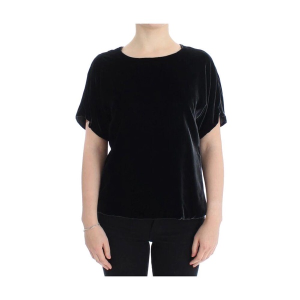 Black Velvet Crewneck Blouse