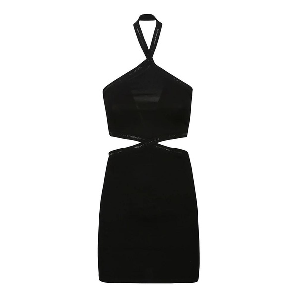 CRISS CROSS LOGO TRIM HALTER DRESS