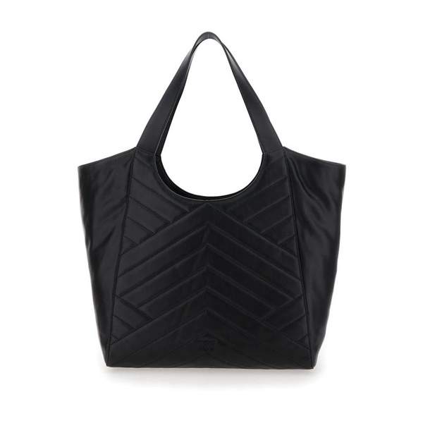 Black Puzzle Leather Tote Bag
