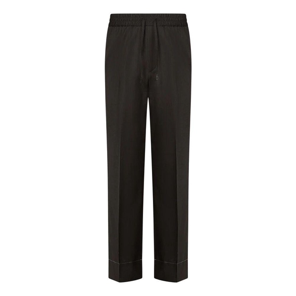 Brown Wool Trousers with Elasticated Waist