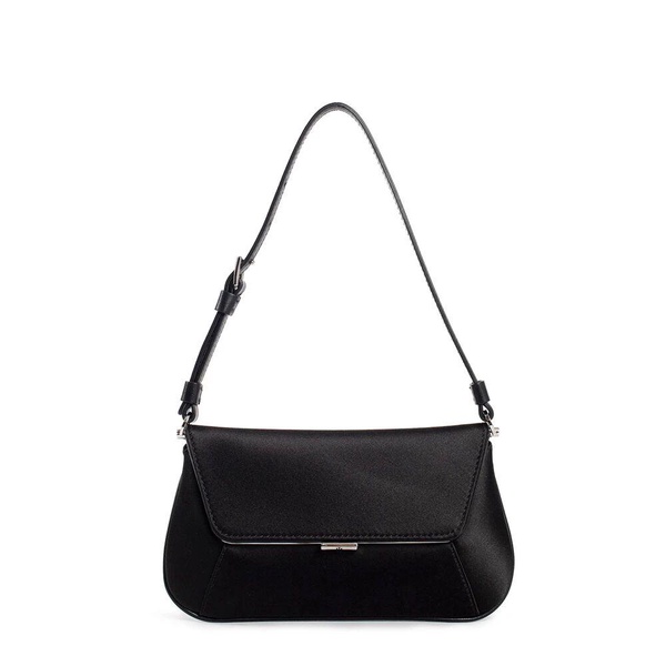Satin Black Mini Bag with Silver Hardware