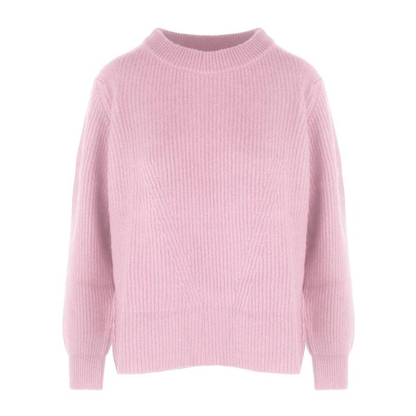 Cashmere Crew-Neck Sweater with Ribbed Embroidery