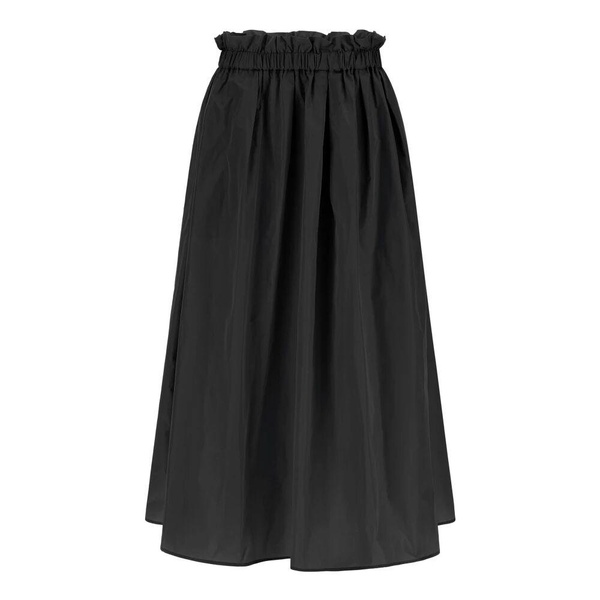 Black Flared Midi Skirt Water-Repellent