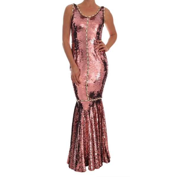 Pink Sequined Crystal Sheath Dress