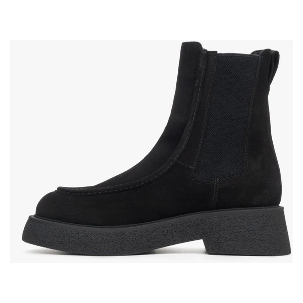 Women`s Black Chelsea Boots made of Italian Genuine Velour Estro ER00115839