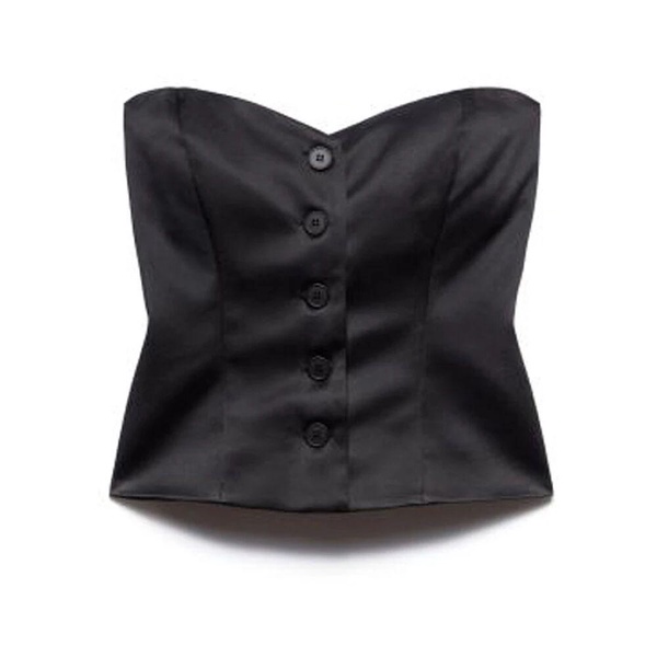 Sweetheart Neckline Wanda Top in Black