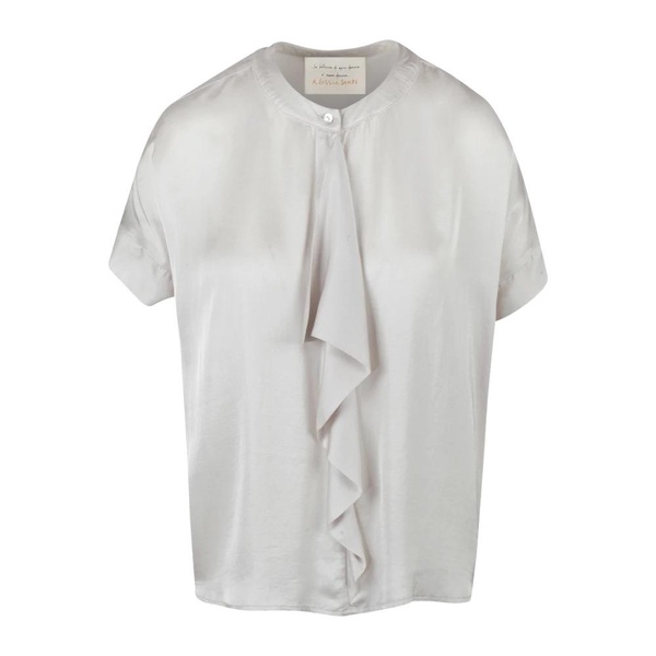 Satin Blouse with Ruffles