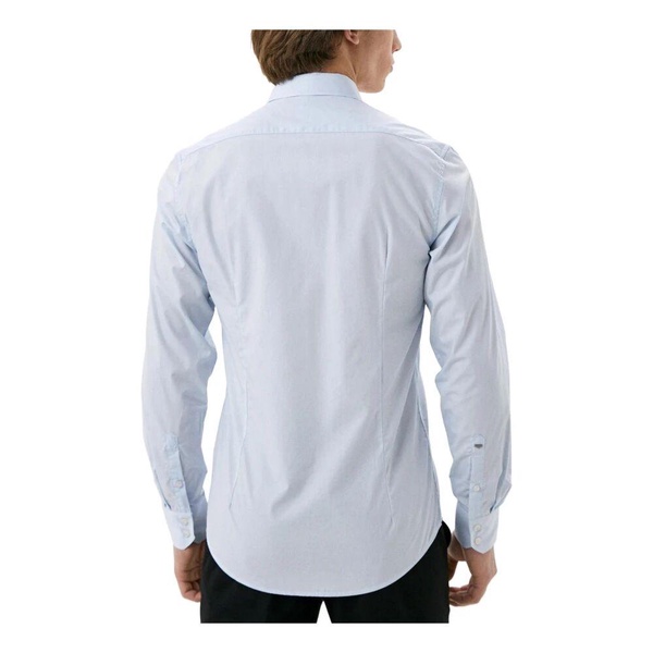 Blue Cotton Round Neck Long Sleeve Shirt