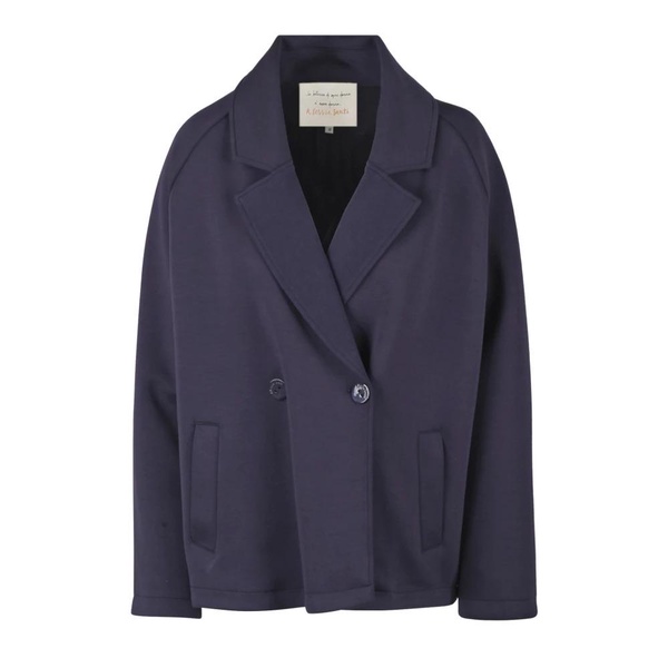 Double-breasted sweat blazer with raglan sleeves
