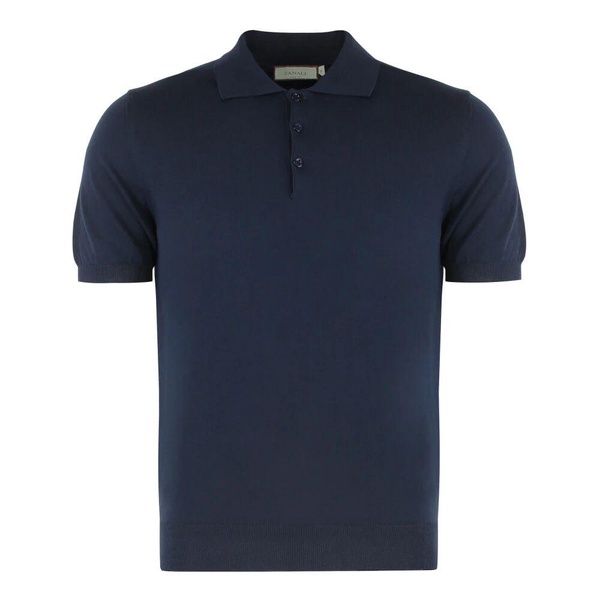 Ribbed Knit Cotton Polo Shirt