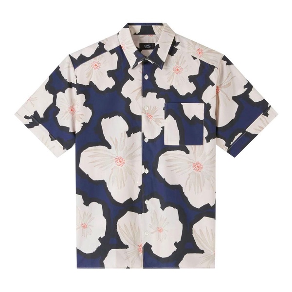 Floral Print Blue Shirt 100% Cotton