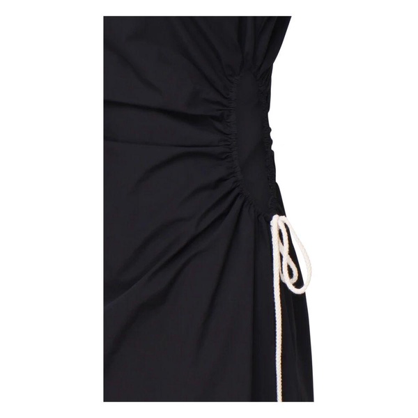 Black Longuette Dress with Round Collar