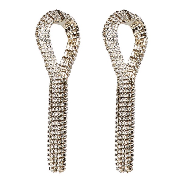 Golden Crystal Fringe Butterfly Clasp Earrings