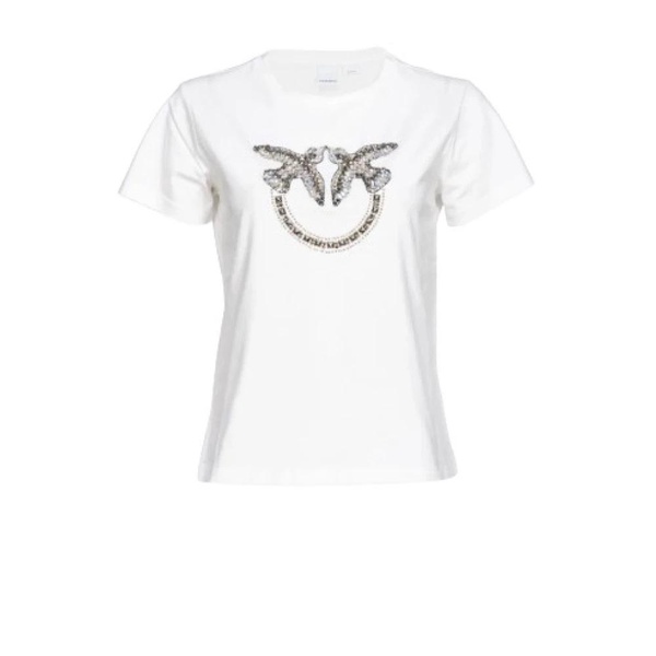 Love Birds Embroidered White T-shirt