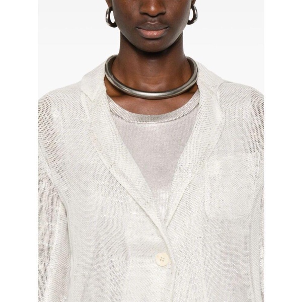 Silver Jacket with Front Button Fastening