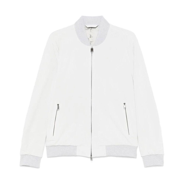 Light Grey Bomber Jacket with Ribbed Hem