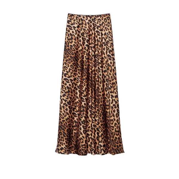 Spotted Animal Print Midi Skirt