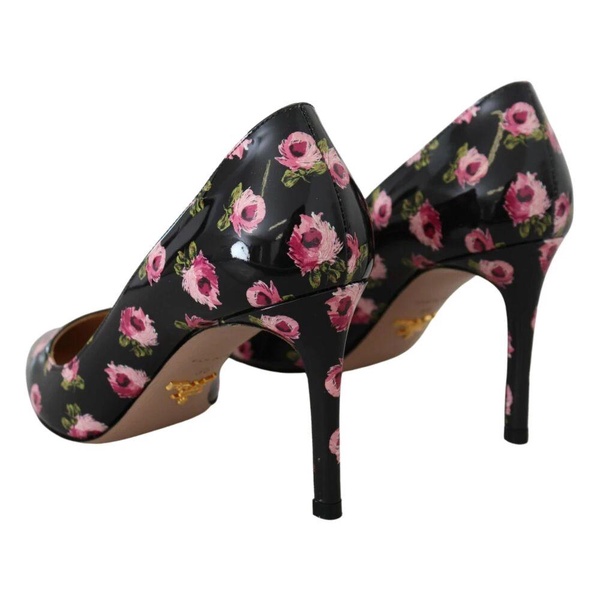 Elegant Leather Pumps with Floral Print
