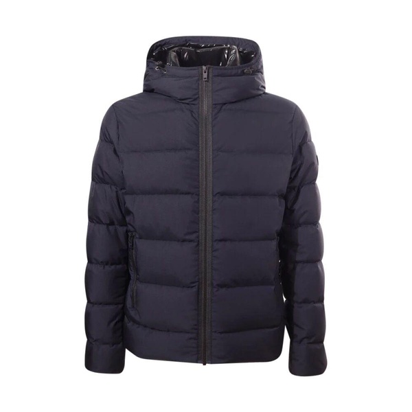 Blue Hooded Coat with Zip Fastening
